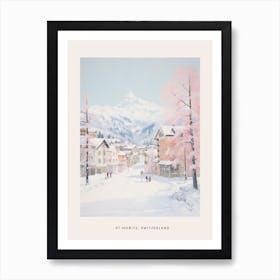 Dreamy Winter Painting Poster St Moritz Switzerland 3 Art Print