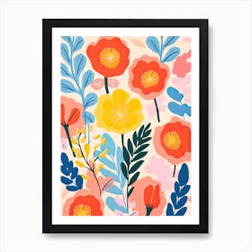 Petal Palette Bliss; Inspired By Henri Matisse'S Flower Market Reverie Art Print