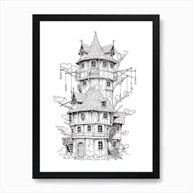 The Tangled Tower (Tangled) Fantasy Inspired Line Art 3 Art Print