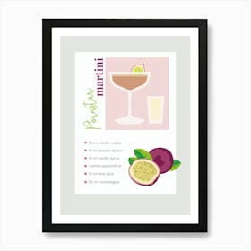 Passionfruit Martini Recipe Art Print