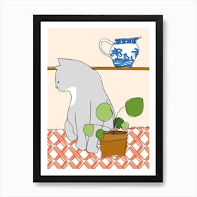 Cat On The Table I Art Print