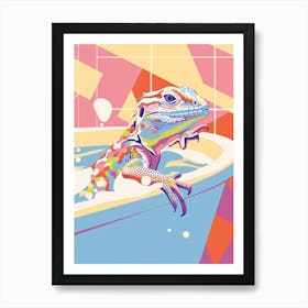 Lizard In The Bathtub Modern Abstract Illustration 3 Art Print