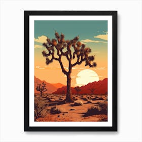  Retro Illustration Of A Joshua Tree At Dusk 5 Art Print