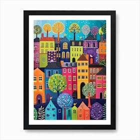 Kitsch Colourful England Cityscape 2 Art Print