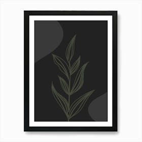 Plant On A Black Background Art Print