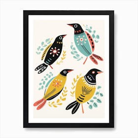 Folk Style Bird Painting Kiwi 1 Art Print