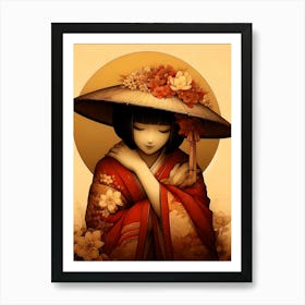 Japan Traditional Geisha Illustration By Ad 53 Art Print