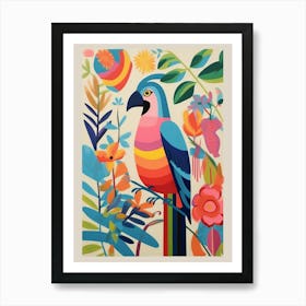 Colourful Scandi Bird Macaw 2 Art Print