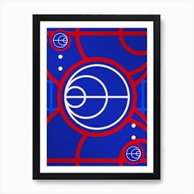 Geometric Abstract Glyph in White on Red and Blue Array n.0013 Art Print