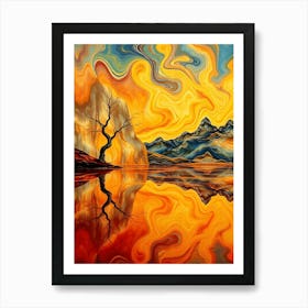 Single Tree in a Abstract Landscape - Painting Art Print