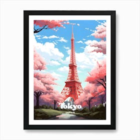 Tokyo Japan Cherry Blossom Modern Travel Art Art Print