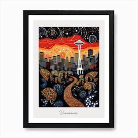 Poster Of Vancouver, Illustration In The Style Of Pop Art 4 Art Print