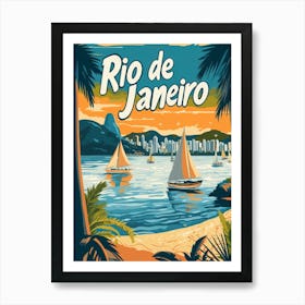 Aihrgdesign A Retro Travel Poster For Rio De Janeiro Art Print