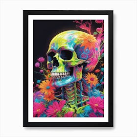 Neon Iridescent Skull Painting (22) Art Print