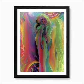 Woman standing, colorful, abstract, "Enchanted" Art Print
