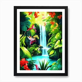 Waterfall In The Jungle 8 Art Print