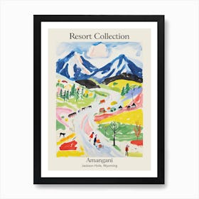 Poster Of Amangani   Jackson Hole, Wyoming   Resort Collection Storybook Illustration 4 Art Print