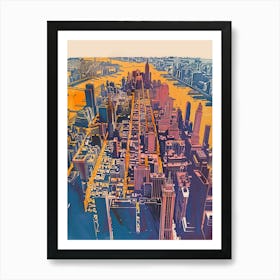Manhattan New York Colourful Silkscreen Illustration 2 Art Print