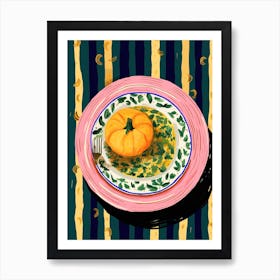 A Plate Of Pumpkins, Autumn Food Illustration Top View 49 Art Print