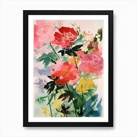 Peony Flower Illustration 2 Art Print