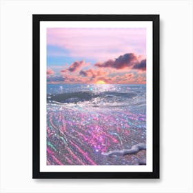 Pink Sunset Beach Dreamy Art Print