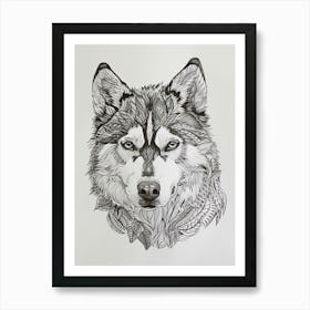 Husky Dog Line Sketch 2 Art Print