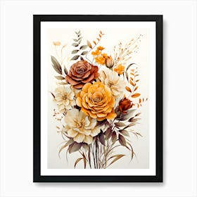 Blossoms Of Serenity Captivating Floral Illustration Art Print