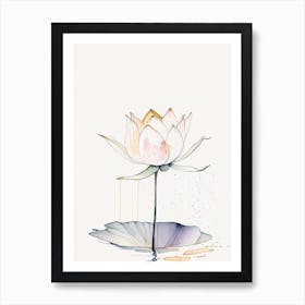 Early Lotus Minimal Watercolour 4 Art Print