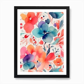 Watercolor Floral Pattern Art Print