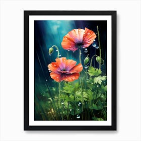 Wildflower With Rain Drops (4) Art Print