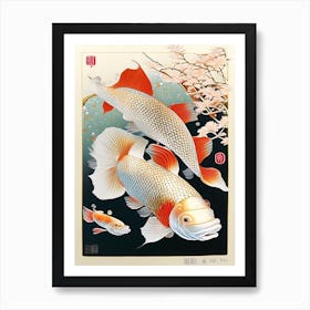 Platinum 1, Ogon Koi Fish Ukiyo E Style Japanese Art Print