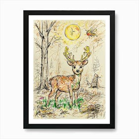 Deer In The Woods 2 Art Print