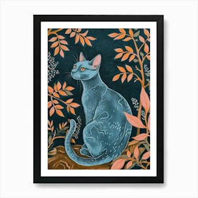 Russian Blue Cat Japanese Illustration 3 Art Print