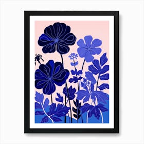 Blue Flower Illustration Geranium 3 Art Print