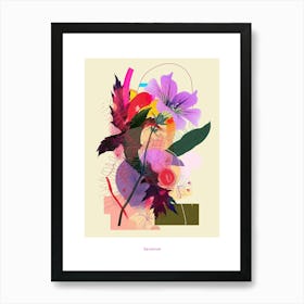 Geranium 3 Neon Flower Collage Poster Art Print