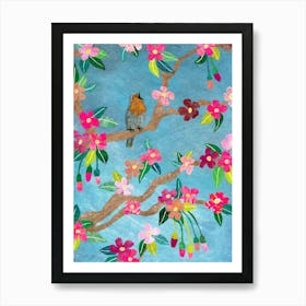 Bird In A Cherry Tree Art Print