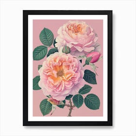 English Roses Painting Rose In A Keyhole 1 Art Print