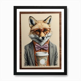 Fox In Glasses Art Print