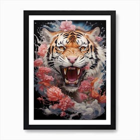 Tiger With Flowers 5 Art Print