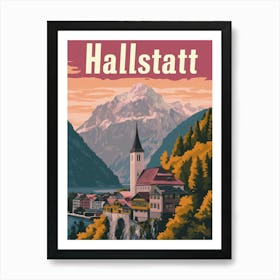 Aihrgdesign A Retro Travel Poster For Hallstatt Featuring The 8aed9791 1ef8 4dd0 8542 4782b904d5cf 3 Art Print