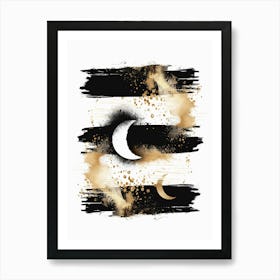 Moon And Crescent Painting Art Print