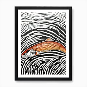 Rainbow Shark Linocut Art Print