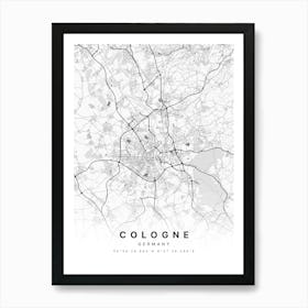 Cologne Germany White Map Poster