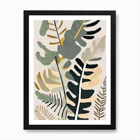 Polypody Fern Wildflower Modern Muted Colours 2 Art Print