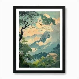 Kiso Valley Japan 3 Retro Illustration Poster