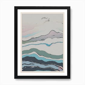 Abstract Morning Landscape Inspired By Minimalist Japanese Ukiyo E Painting Style 4 Art Print