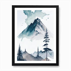 Mountain And Forest In Minimalist Watercolor Vertical Composition 191 Art Print