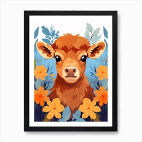 Baby Animal Illustration  Bison 1 Art Print