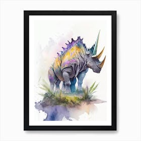 Triceratops Watercolour Dinosaur Art Print