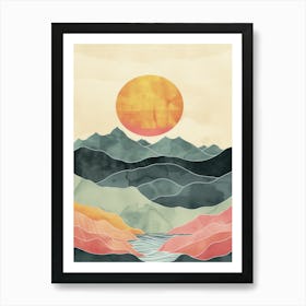 Sunset In The Mountains 20 Art Print